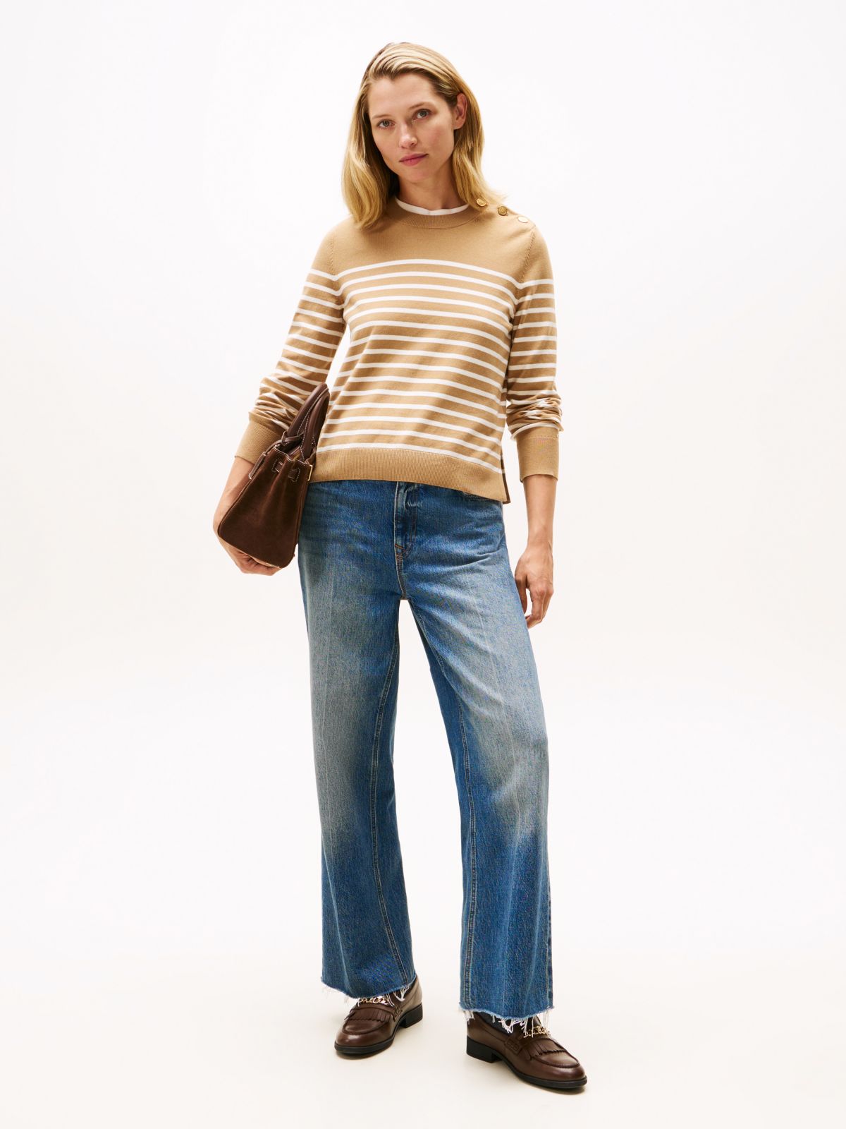 Jersey Gold-Tone Button Jumper — Multi