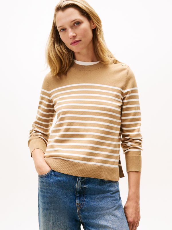 Jersey Gold-Tone Button Jumper — Multi
