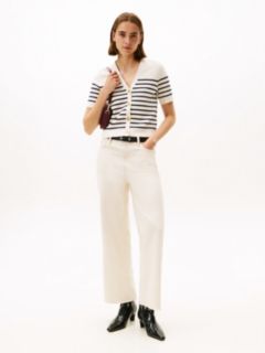 Jersey Gold-Tone Button Short Sleeve Cardigan — Multi 3