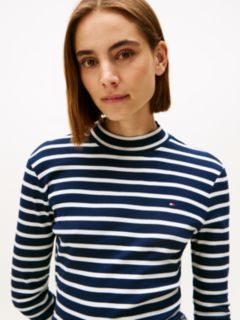 Slim Mock Neck Long Sleeve T-Shirt — Multi 2