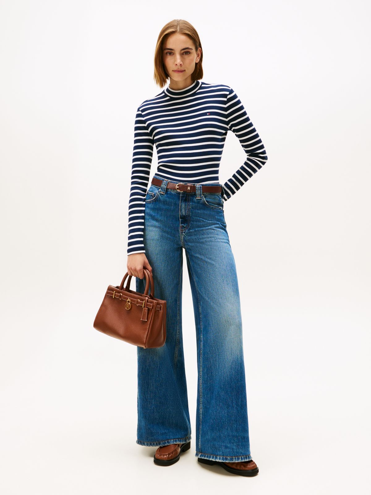 Slim Mock Neck Long Sleeve T-Shirt — Multi