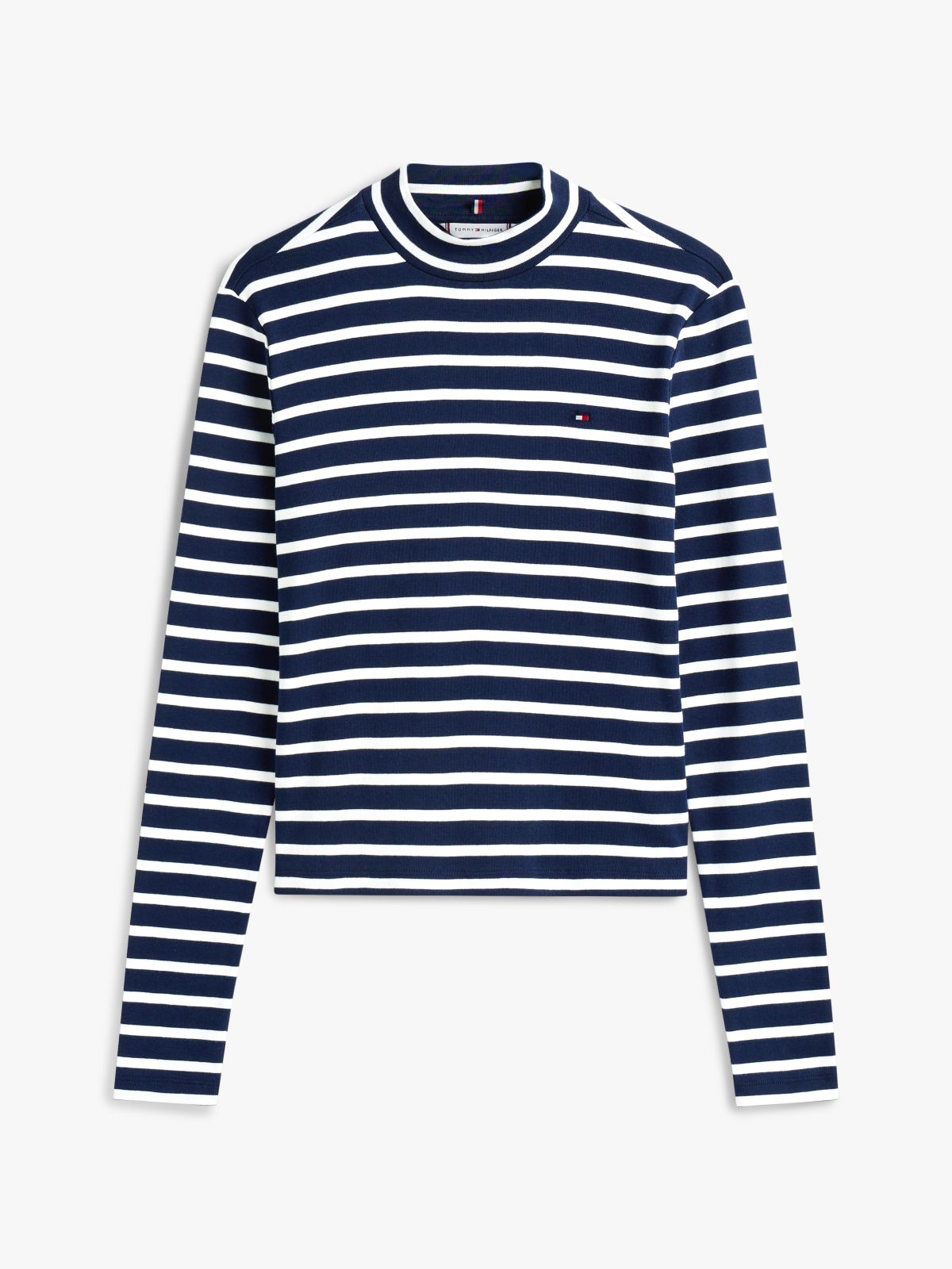 Slim Mock Neck Long Sleeve T-Shirt — Multi