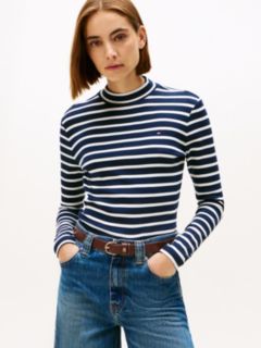 Slim Mock Neck Long Sleeve T-Shirt — Multi 1