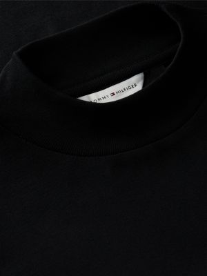 schwarz slim fit langarmshirt mit mock neck für damen - tommy hilfiger