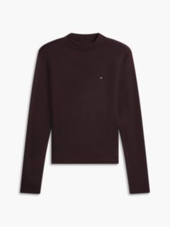 Slim Mock Neck Long Sleeve T-Shirt — Brown 5