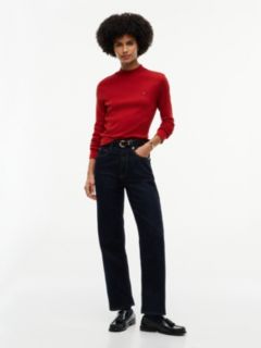 Slim Mock Neck Long Sleeve T-Shirt — Red 2