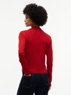 Slim Mock Neck Long Sleeve T-Shirt — Red 4