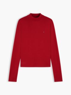 Slim Mock Neck Long Sleeve T-Shirt — Red 5