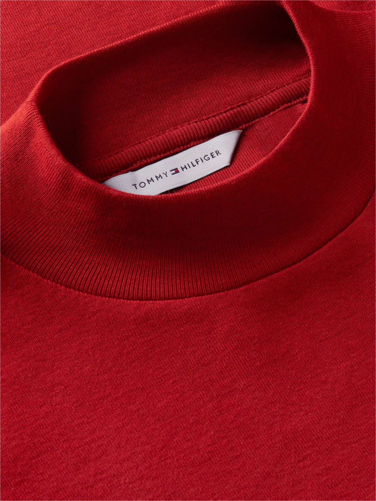 Slim Mock Neck Long Sleeve T-Shirt — Red
