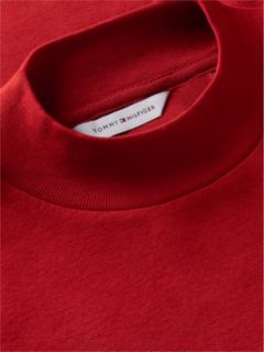 Slim Mock Neck Long Sleeve T-Shirt — Red 6
