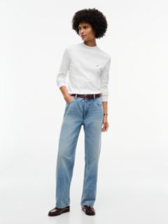 Slim Mock Neck Long Sleeve T-Shirt — White 2