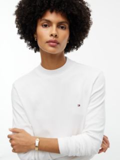 Slim Mock Neck Long Sleeve T-Shirt — White 3