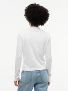 Slim Mock Neck Long Sleeve T-Shirt — White 4