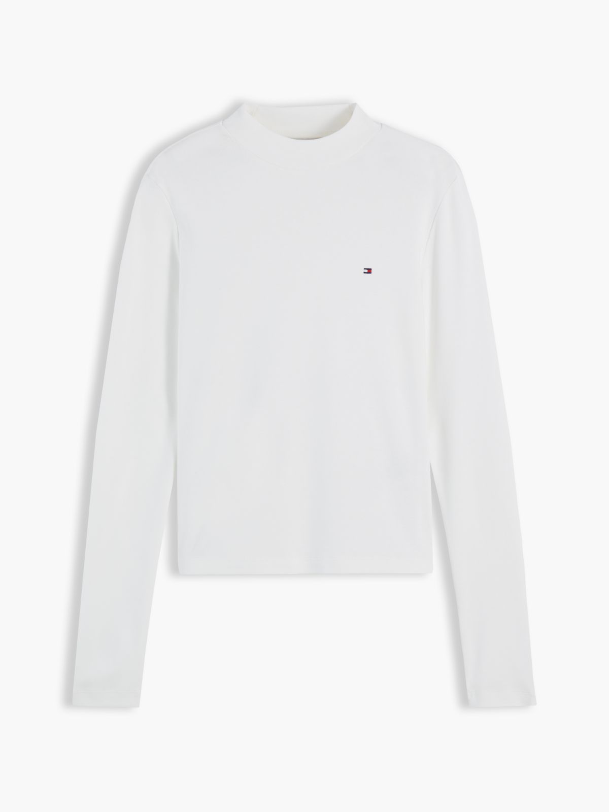 Slim Mock Neck Long Sleeve T-Shirt — White