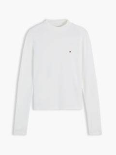 Slim Mock Neck Long Sleeve T-Shirt — White 5