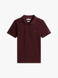 Logo Embroidery Pique Slim Polo Shirt — Burgundy 5