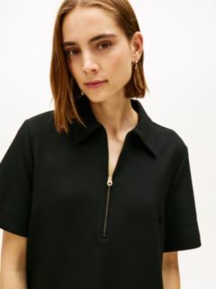 Quarter-Zip Relaxed Shift Dress — Black 3