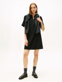 Quarter-Zip Relaxed Shift Dress — Black 1