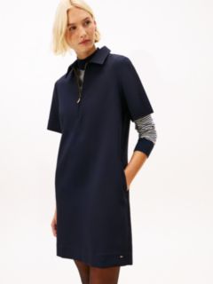 Quarter-Zip Relaxed Shift Dress — Blue 2