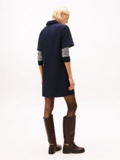 Quarter-Zip Relaxed Shift Dress — Blue 4
