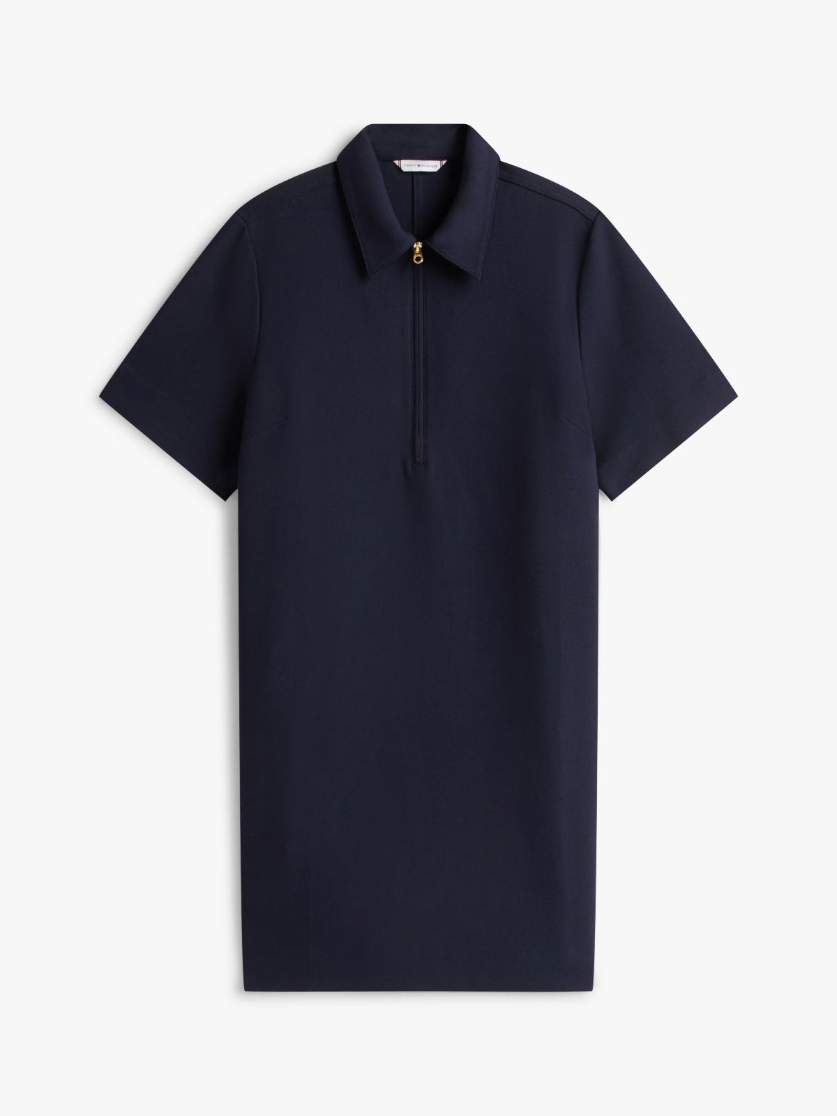 Quarter-Zip Relaxed Shift Dress — Blue