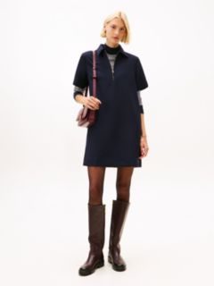 Quarter-Zip Relaxed Shift Dress — Blue 1