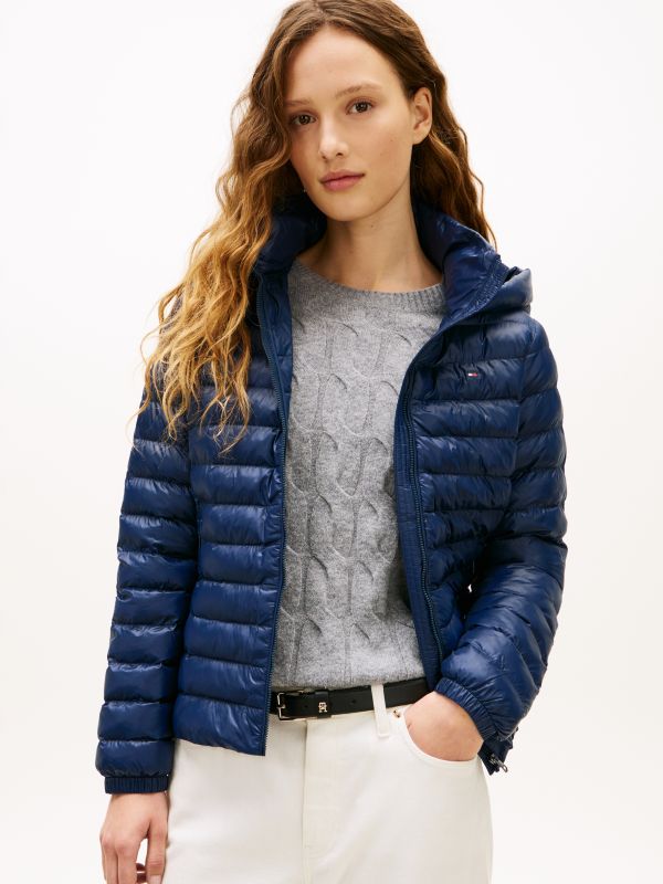 Water Repellent Padded Packable Slim Jacket — Blue