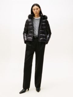 Shiny Water Repellent Down Hooded Jacket — Black 3