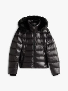 Shiny Water Repellent Down Hooded Jacket — Black 6