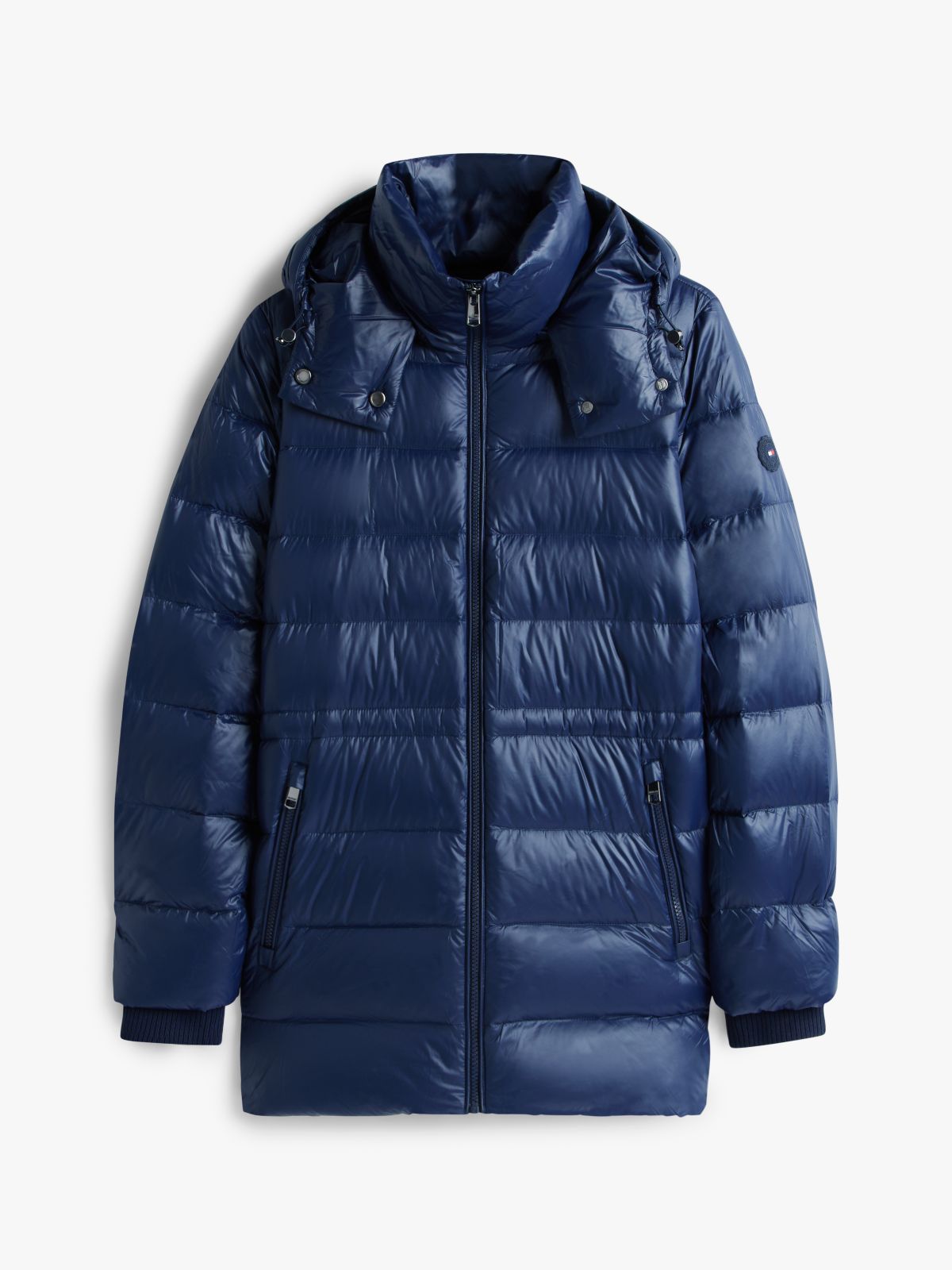 Shiny Water Repellent Down Puffer Coat — Blue