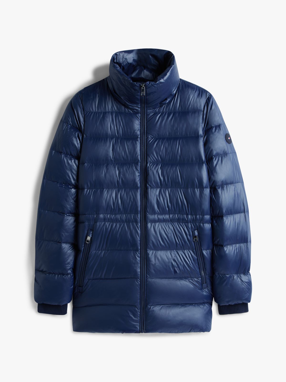Shiny Water Repellent Down Puffer Coat — Blue