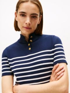 Jersey Mock Neck Mini Jumper Dress — Blue 2