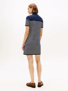 Jersey Mock Neck Mini Jumper Dress — Blue 4