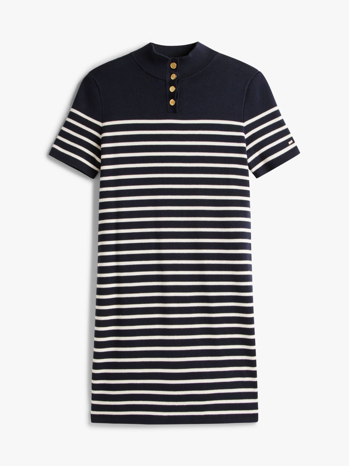 Jersey Mock Neck Mini Jumper Dress — Blue