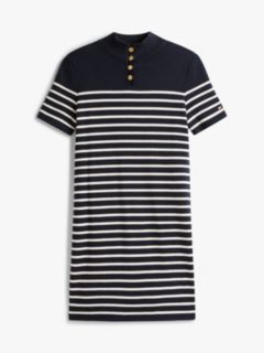 Jersey Mock Neck Mini Jumper Dress — Blue 5