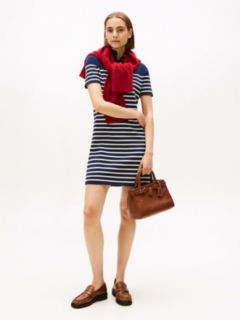 Jersey Mock Neck Mini Jumper Dress — Blue 1