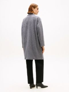 Wool Blend Funnel Neck Relaxed Coat — Grey 5