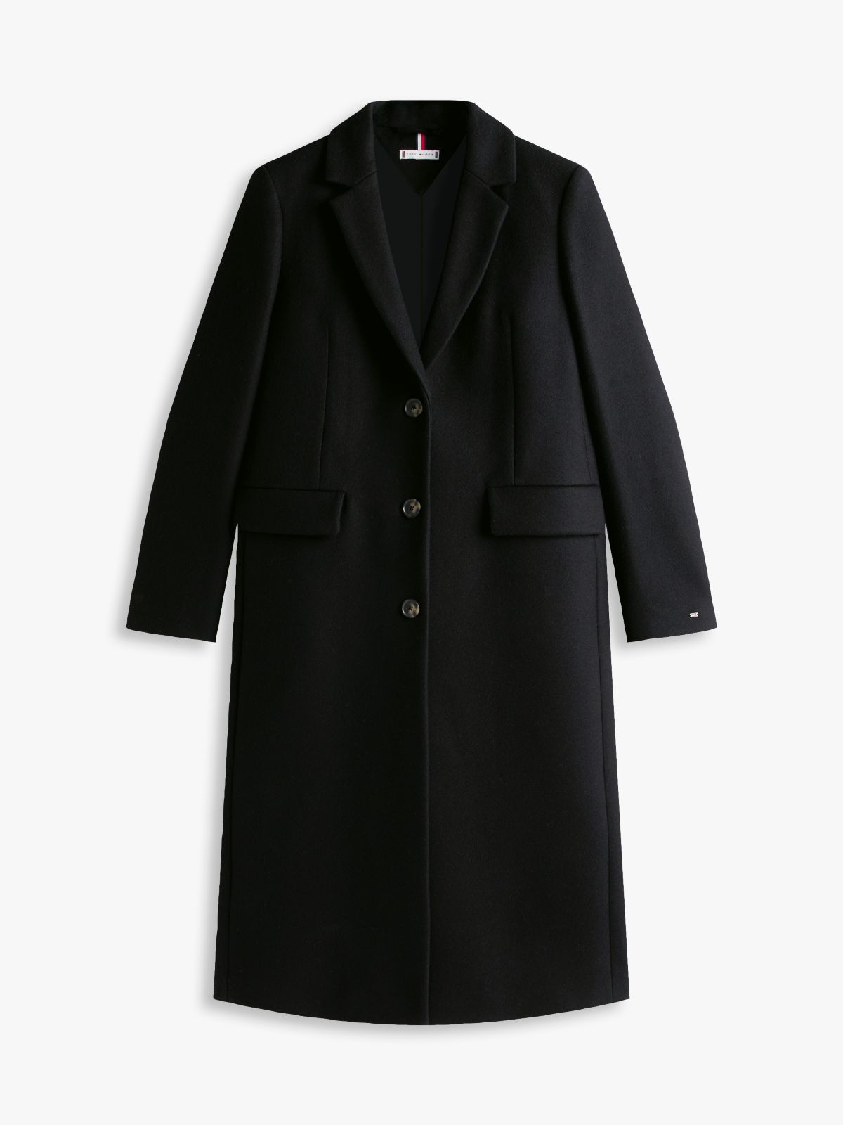 Wool Blend Longline Coat With Cashmere — Black