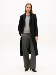 Wool Blend Longline Coat With Cashmere — Black 1