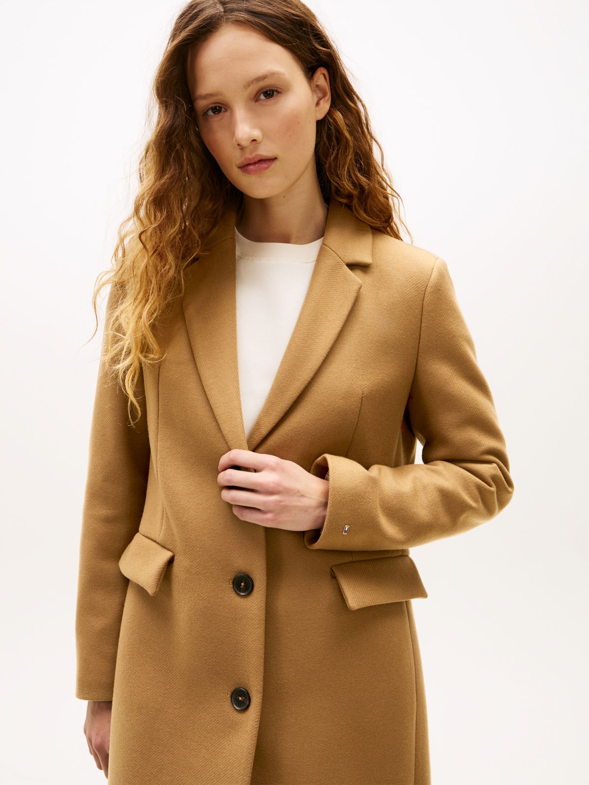Wool Blend Longline Coat With Cashmere — Brown