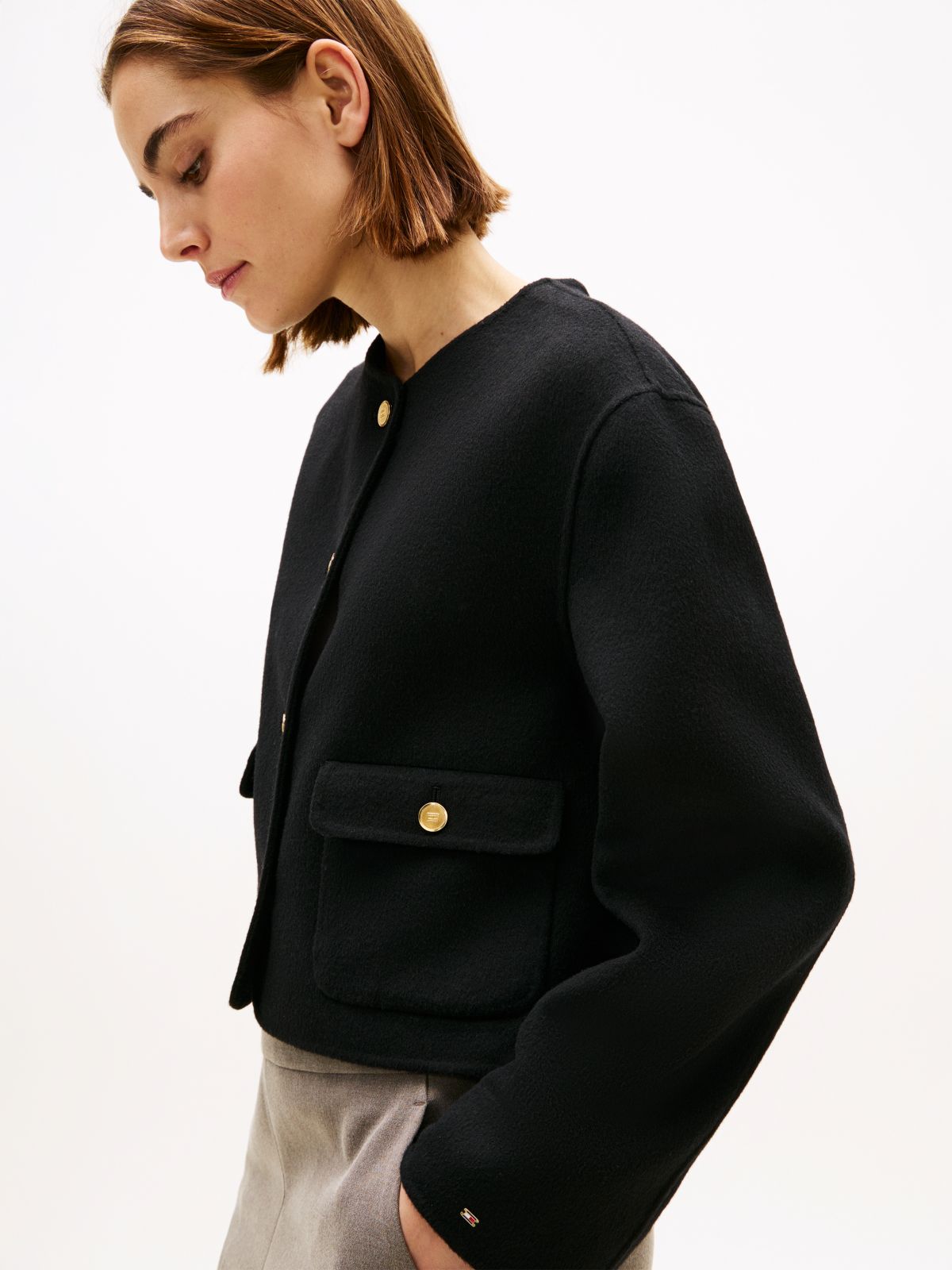 Double-Faced Wool Blend Jacket — Black