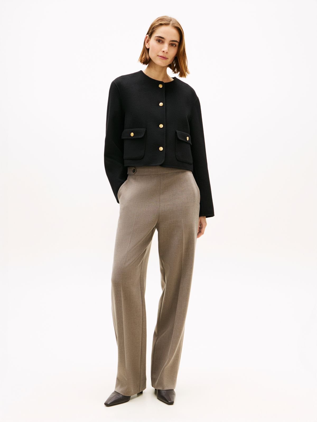 Double-Faced Wool Blend Jacket — Black