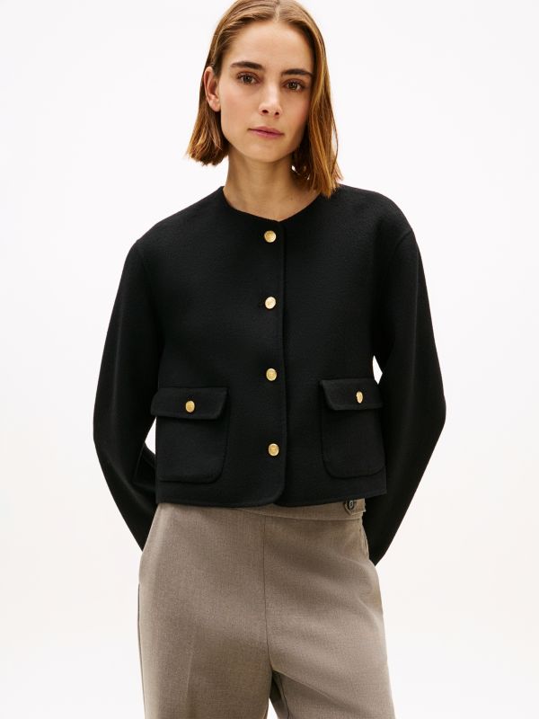 Double-Faced Wool Blend Jacket — Black