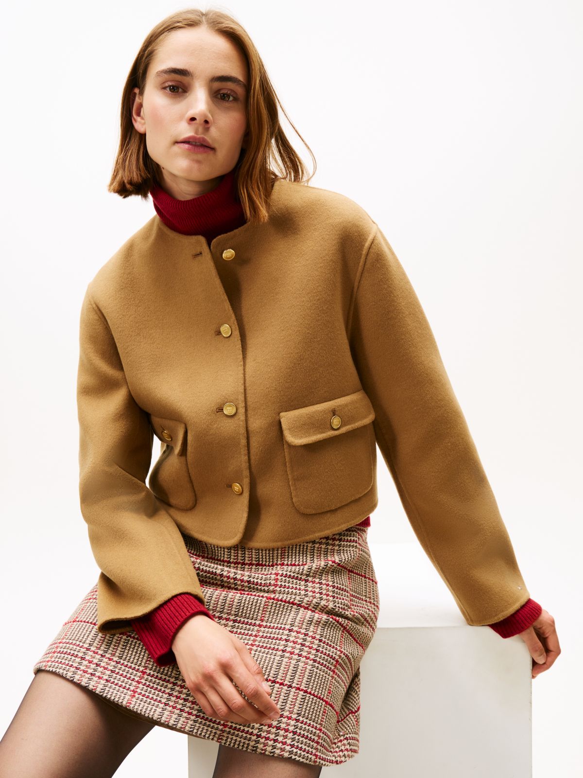 Double-Faced Wool Blend Jacket — Brown