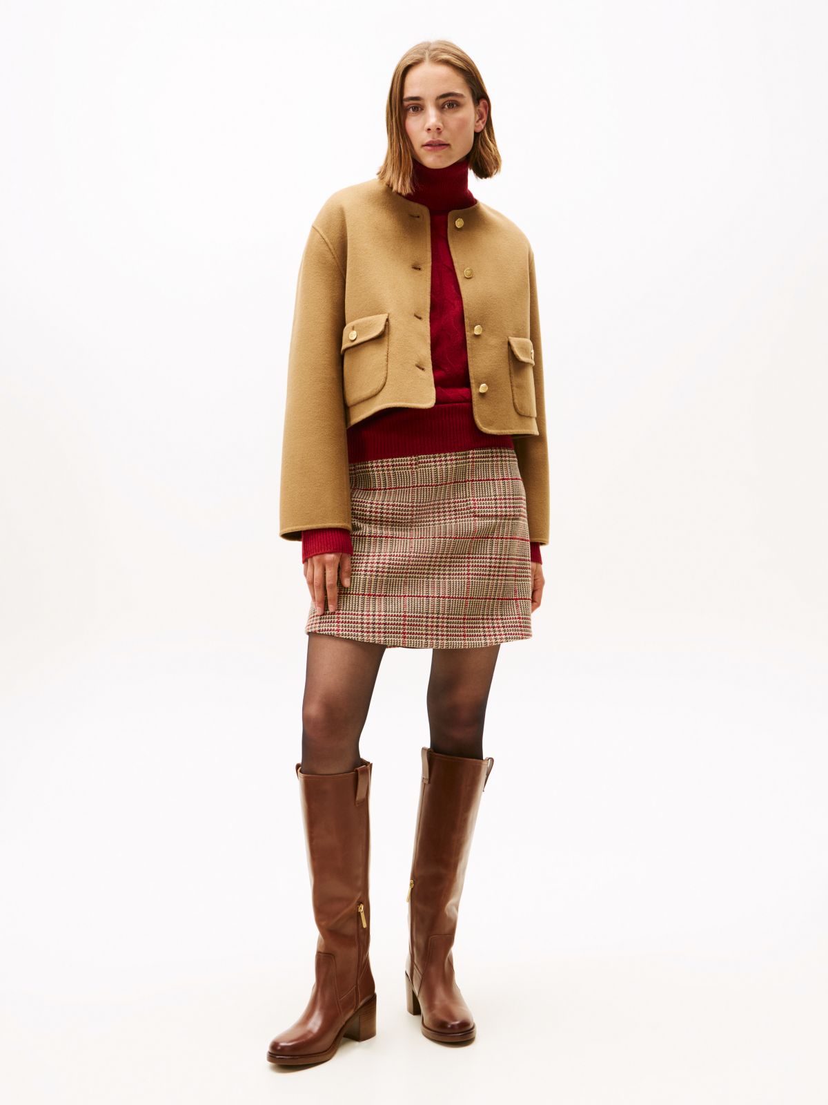 Double-Faced Wool Blend Jacket — Brown