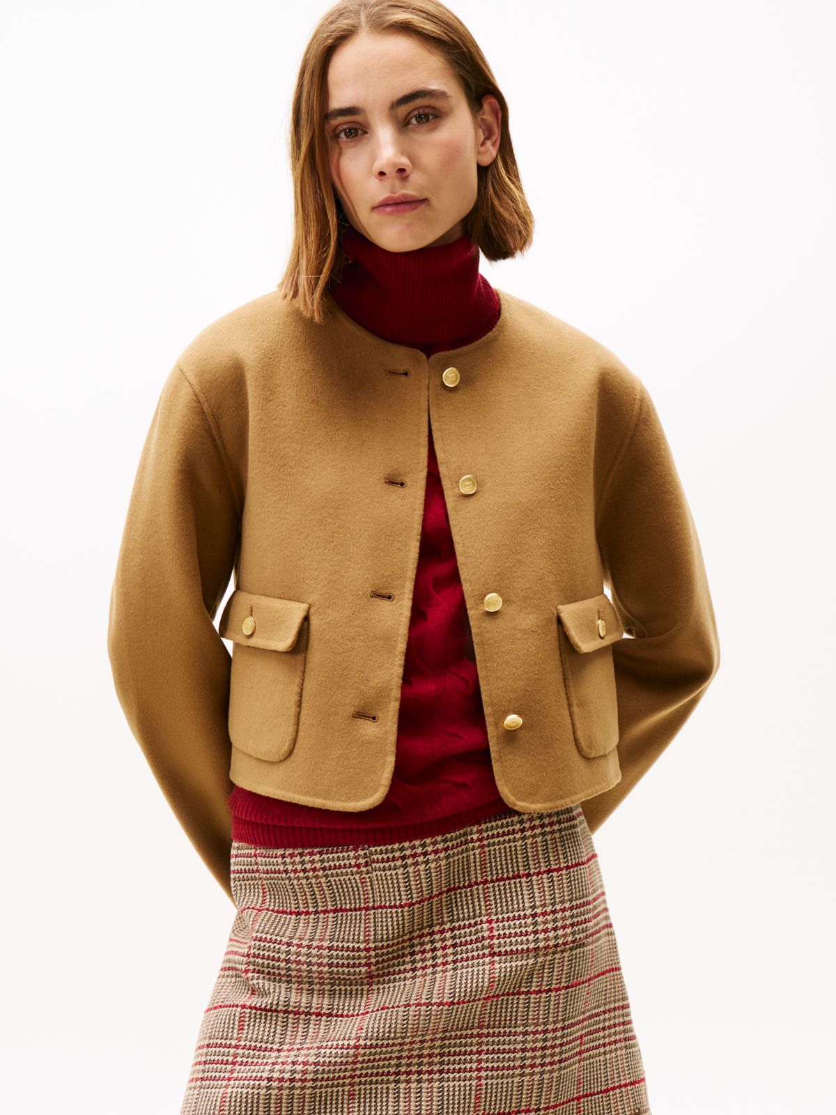 Double-Faced Wool Blend Jacket — Brown