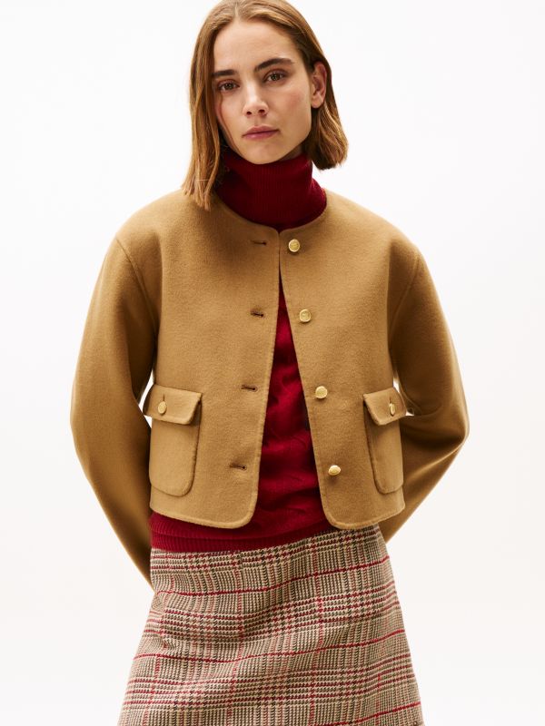 Double-Faced Wool Blend Jacket — Brown