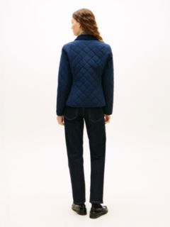 Crest Embroidery Padded Quilted Slim Jacket — Blue 4
