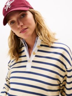 Gold-Tone Button Relaxed Rugby Sweatshirt — Multi 2