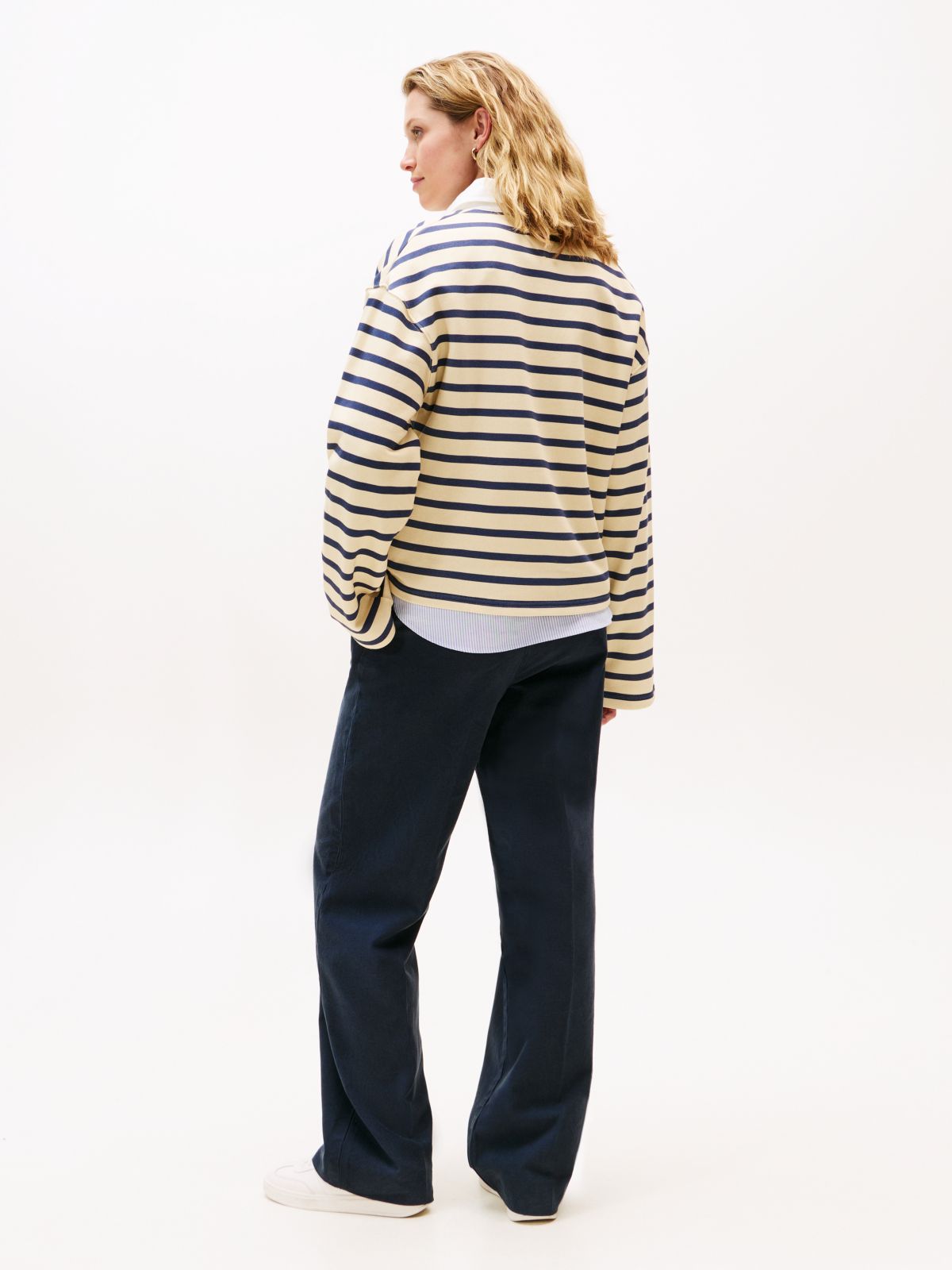 Gold-Tone Button Relaxed Rugby Sweatshirt — Multi